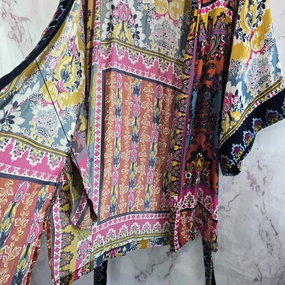 Anthropologie Kimono Womens XS S Blue Velvet Robe Wrap Long Zadie Tie Boho Cover - Picture 10 of 16